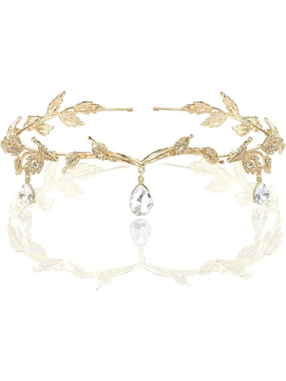 Elegant Crystal Leaf Bridal Headband Tiara | Rhinestone Forehead Band Gift Box
